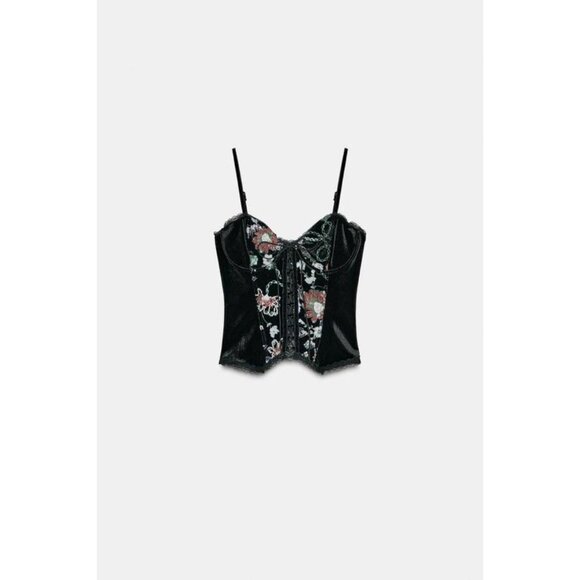ZARA EMBROIDERED VELVET CORSET - Picture 4 of 6